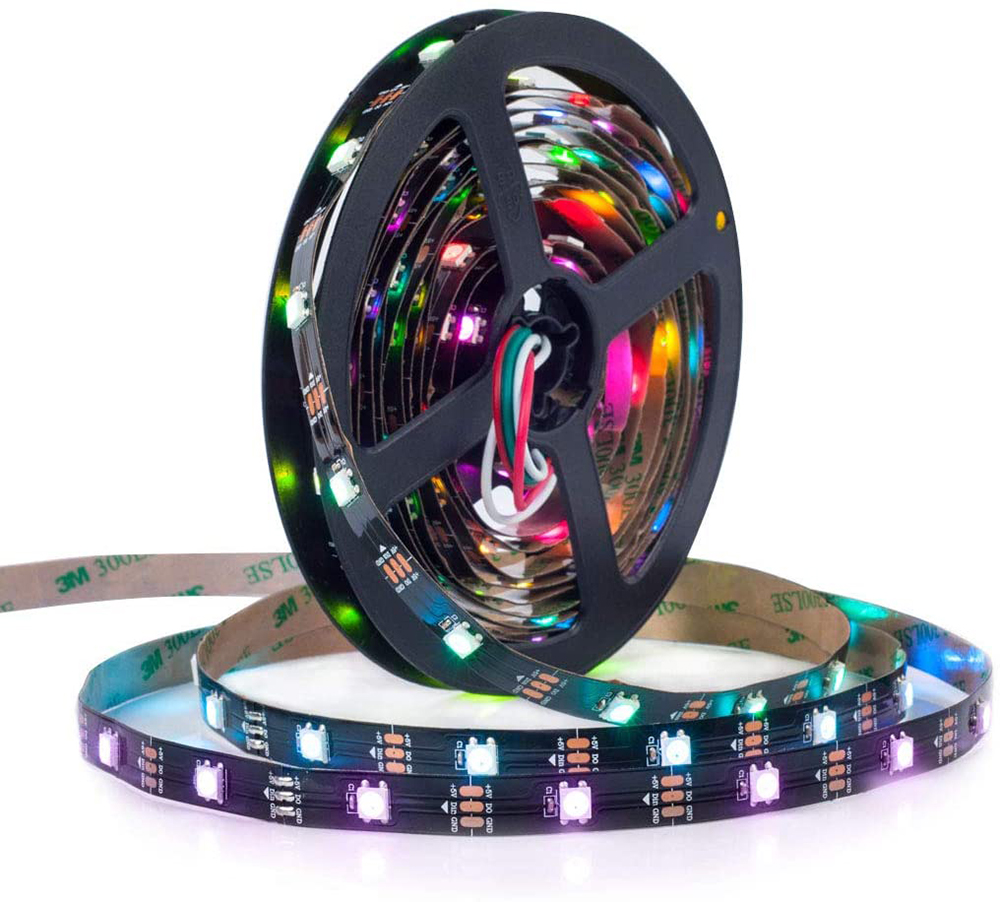 SK6812 (WS2812B ECO) DC5V RGB 150LEDs 16.4Ft Digital Intelligent Individually Addressable LED Strip Lights